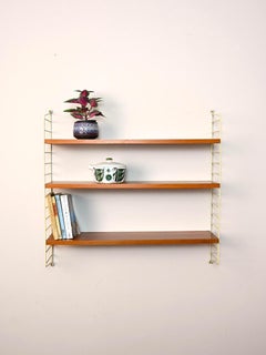 Swedish wood and metal shelving unit