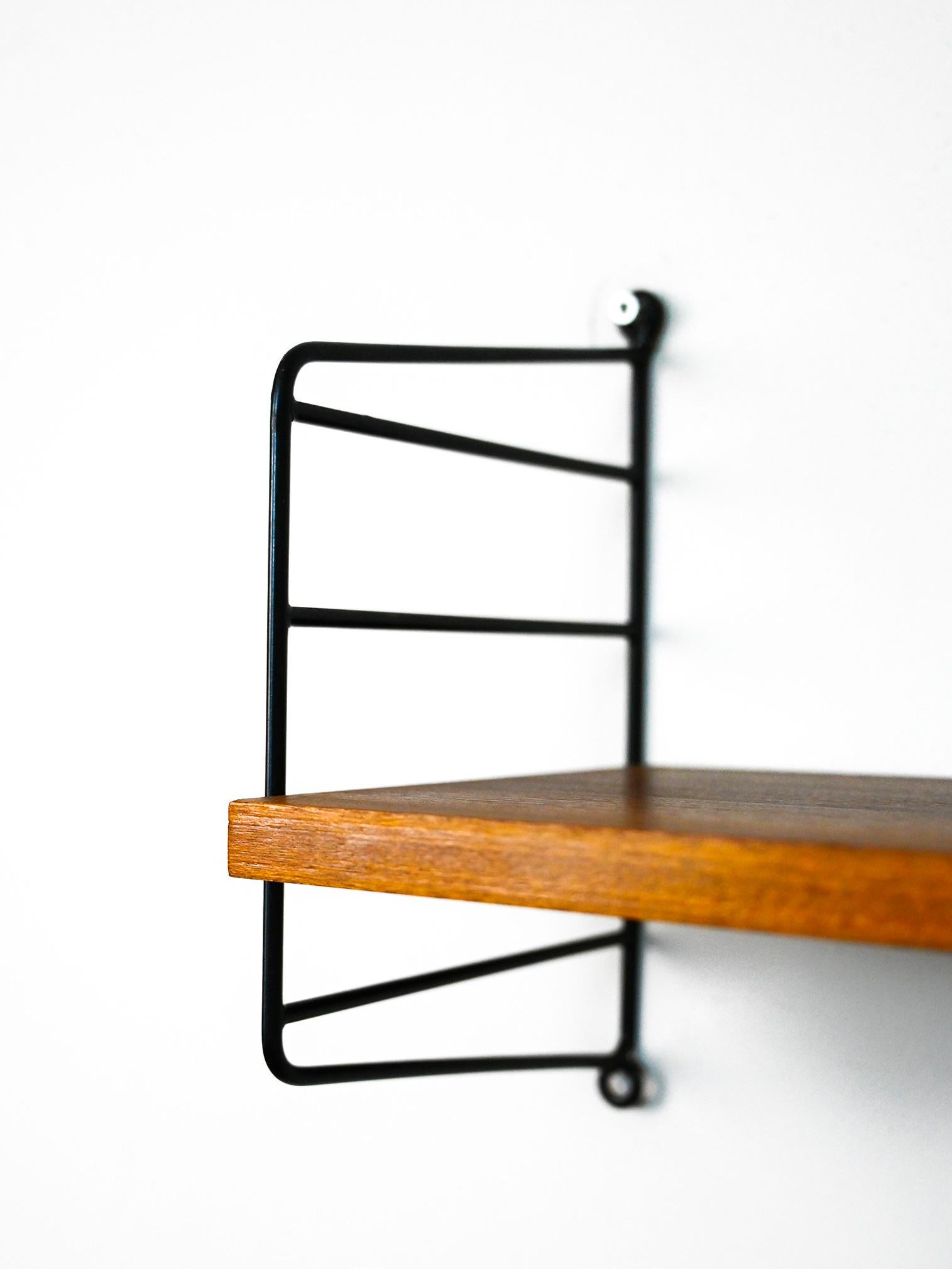 Mid-20th Century Swedish wood and metal shelving unit For Sale