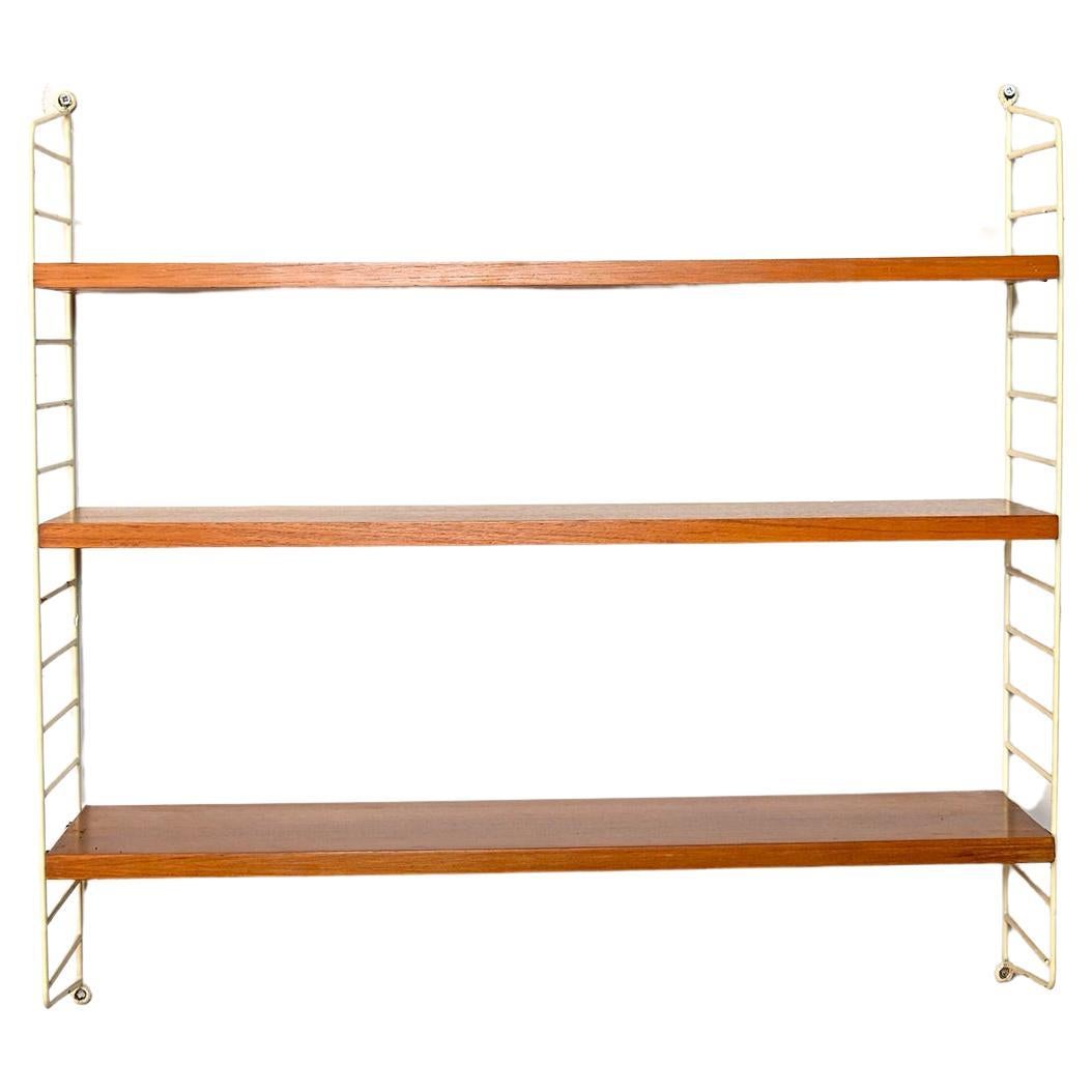 Swedish wood and metal shelving unit For Sale