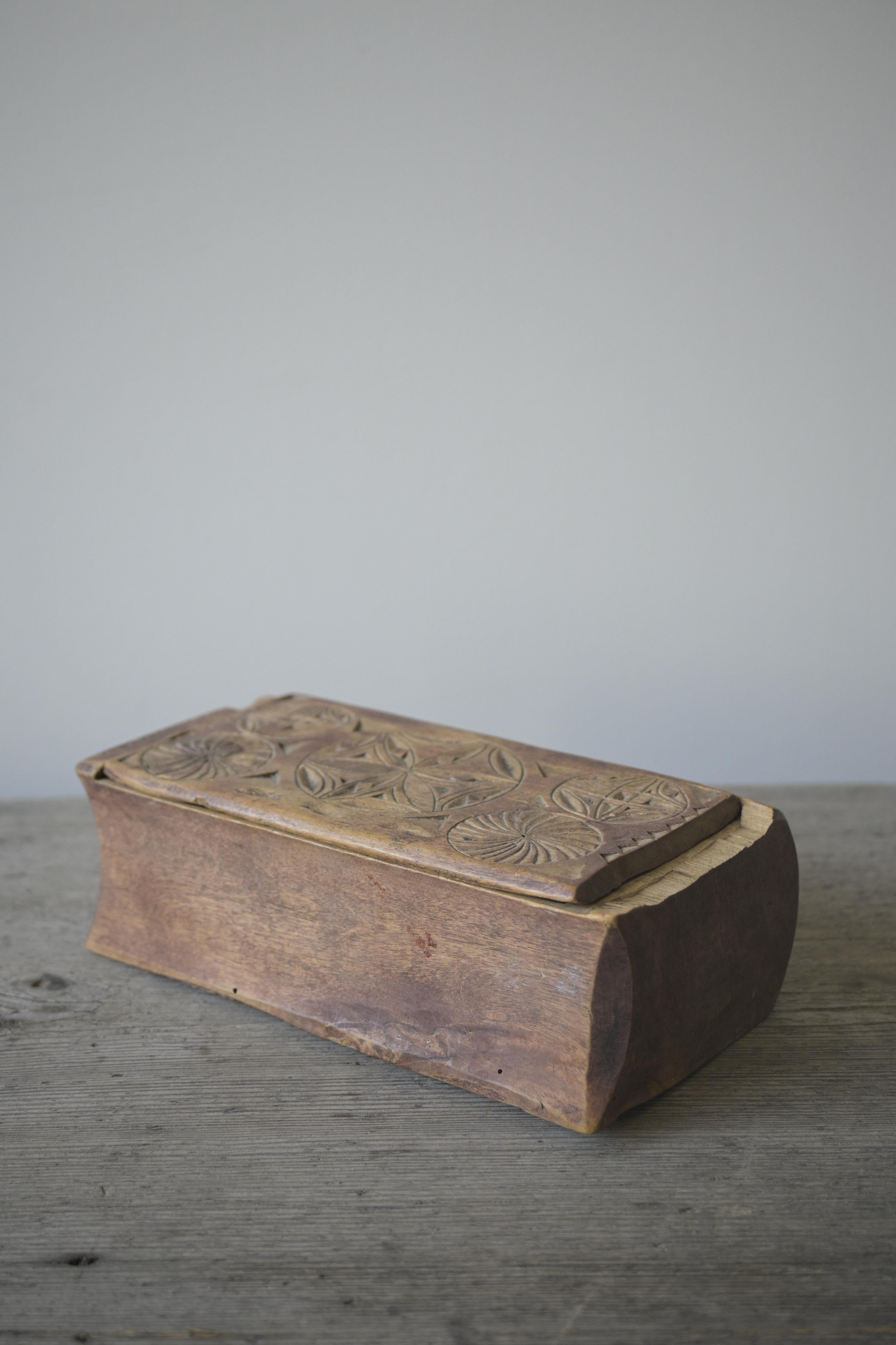Scandinavian Modern Swedish Wood Book-Hide ca 1850 For Sale