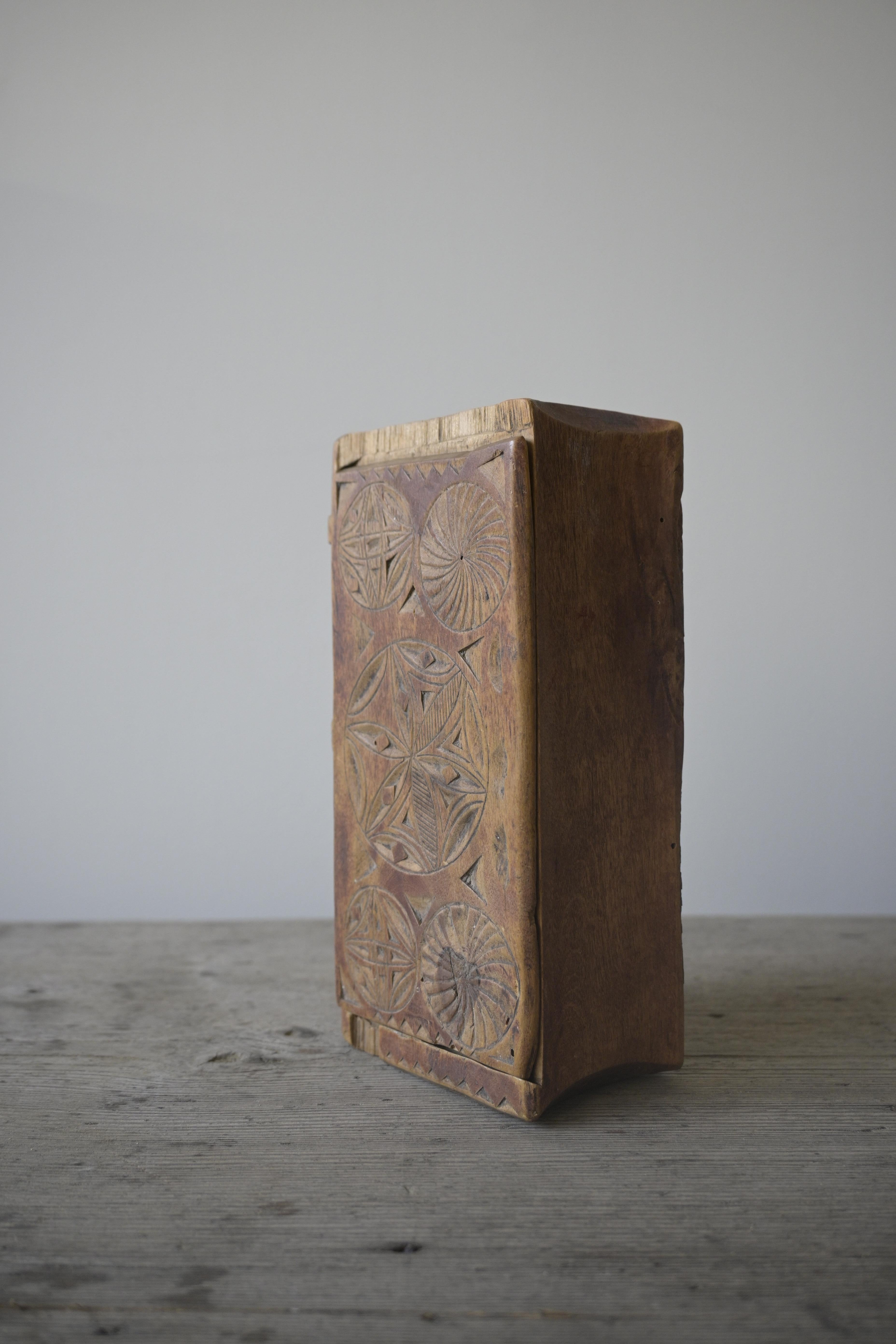 Hand-Carved Swedish Wood Book-Hide ca 1850 For Sale