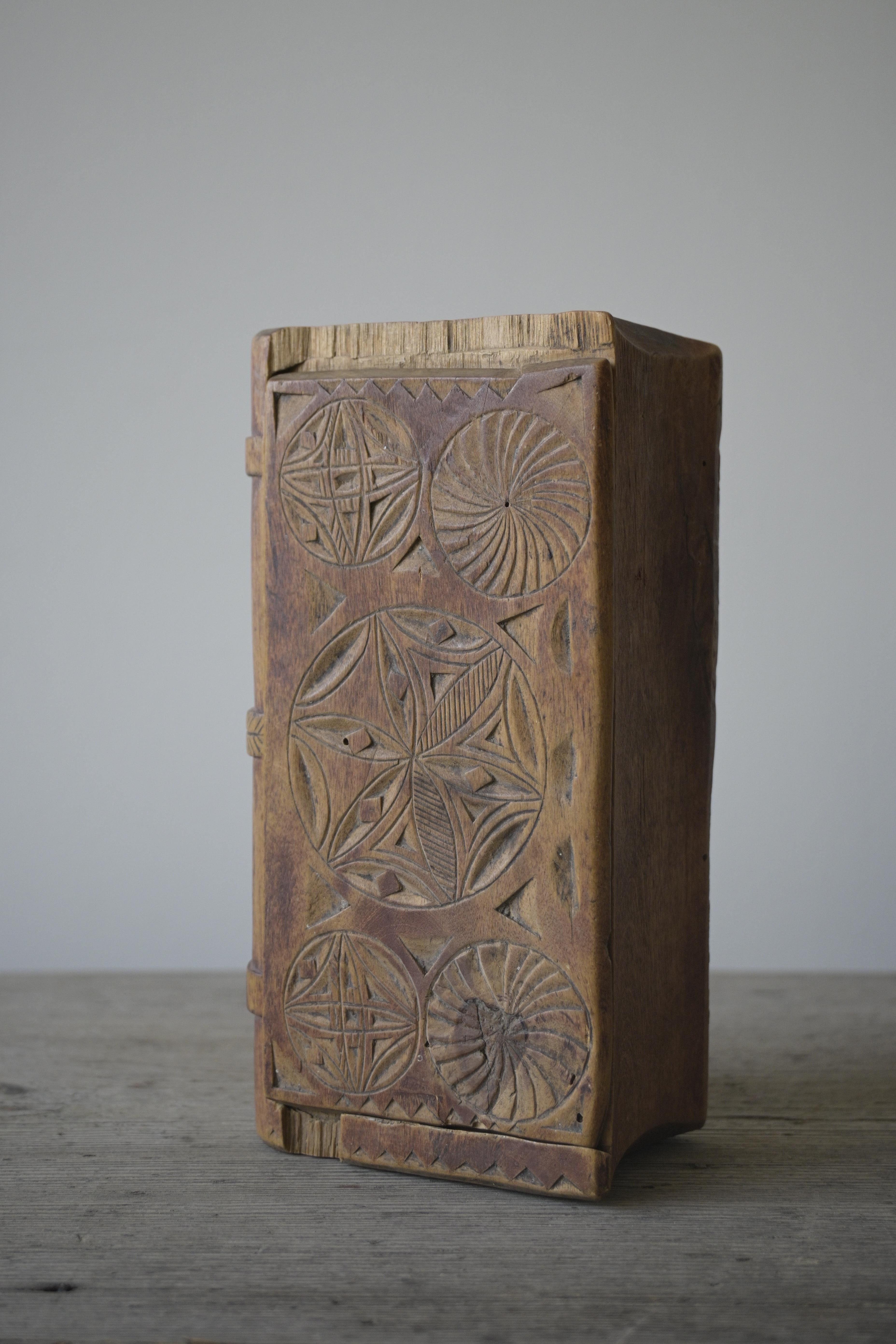 Birch Swedish Wood Book-Hide ca 1850 For Sale