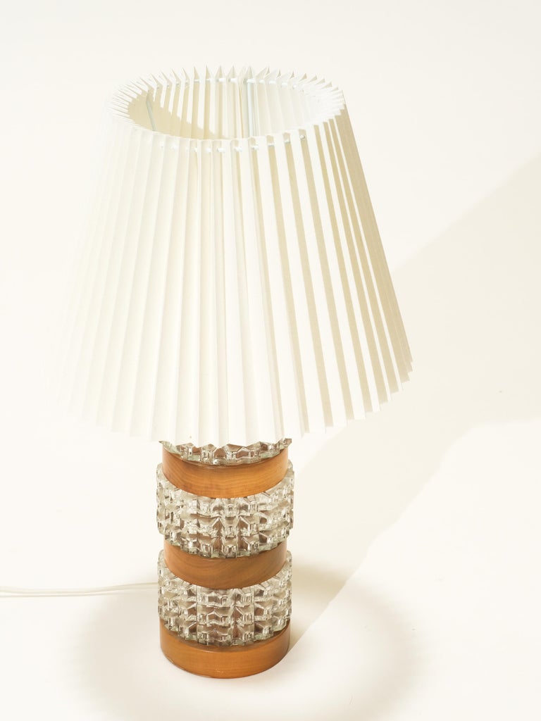 Swedish Wood and Glass Table Lamp, 1970s For Sale at 1stDibs