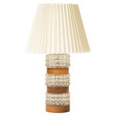 Swedish Wood & Glass Table Lamp, 1970s