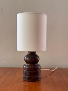 Swedish Table Lamp, Turned Wood Base, Mid-Century Modern, 1960s