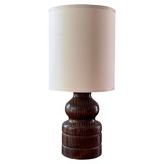 Swedish Table Lamp, Turned Wood Base, Mid-Century Modern, 1960s