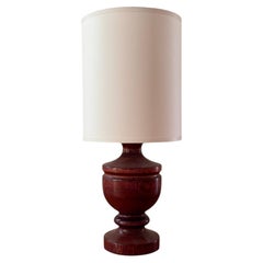 Swedish Table Lamp, Turned Wood Base, Cylindrical Shade, 1960s