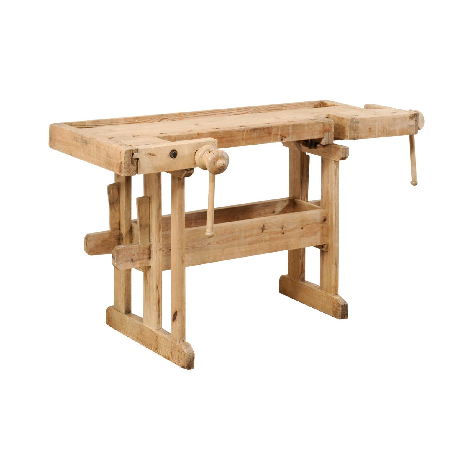 Swedish Wood Work-Bench Table with Shallow Profile