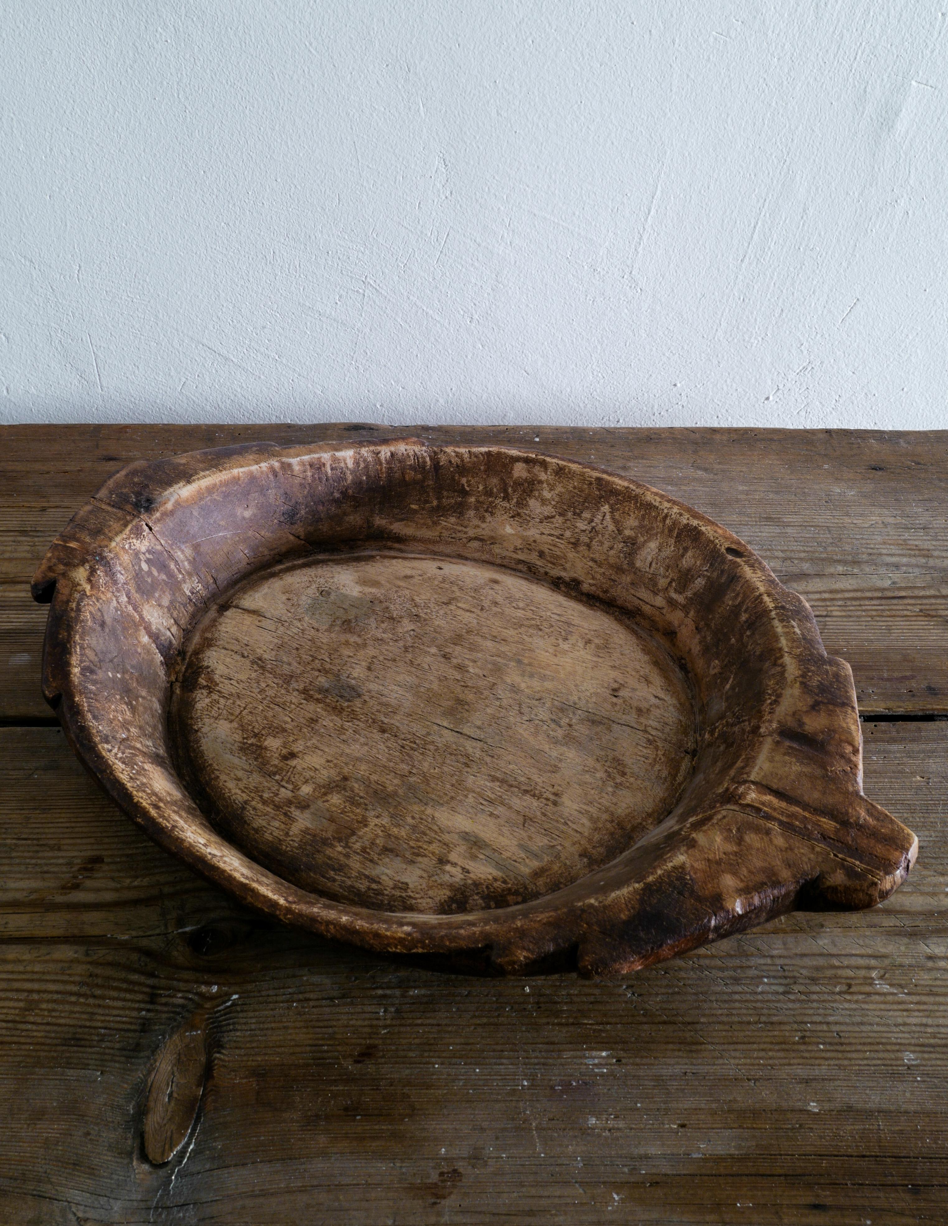 19th Century Swedish Wooden Bowl in a Primitive and Wabi Sabi Style, 1800s
