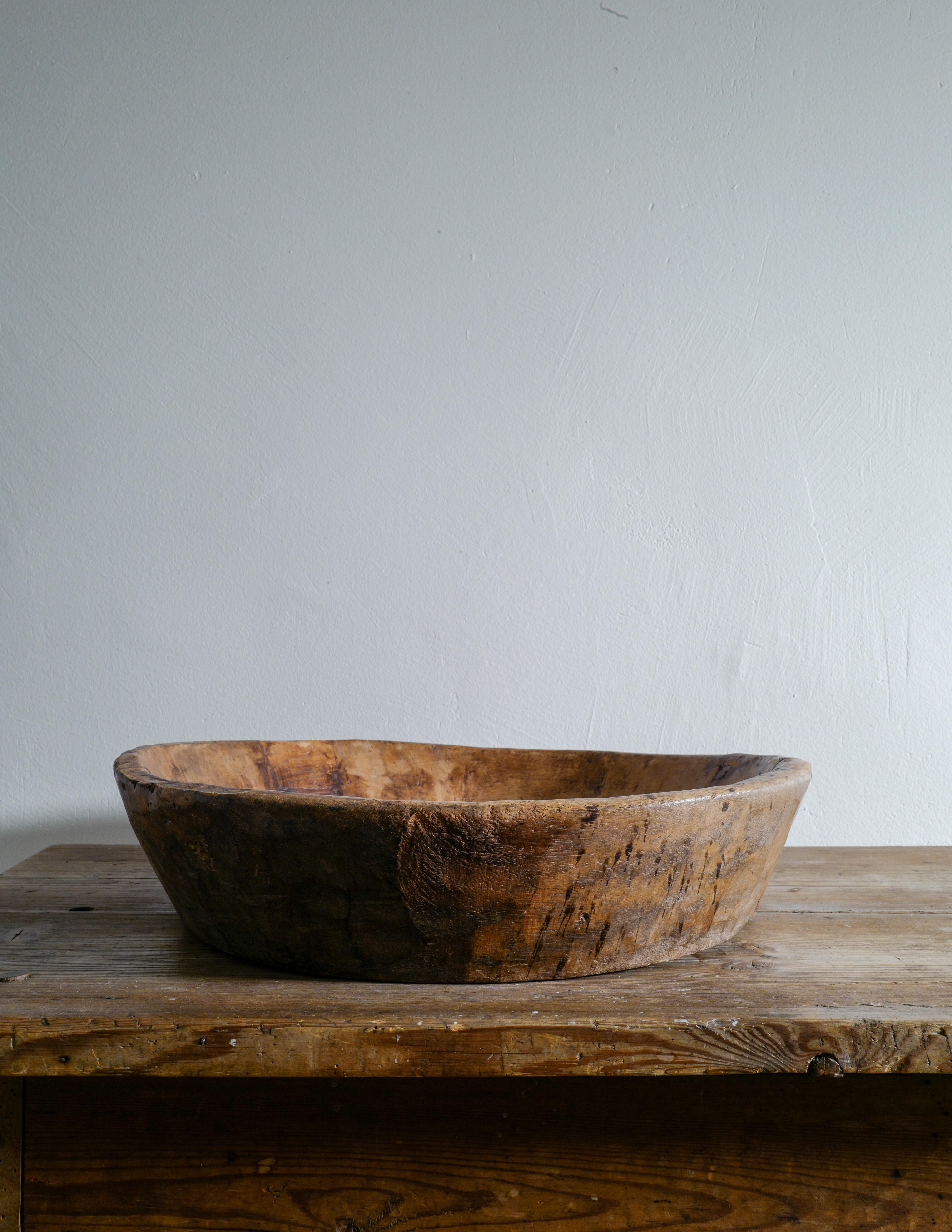 18th Century and Earlier Swedish Wooden Bowl in a Brutalist and Wabi Sabi Style, Late 1800s