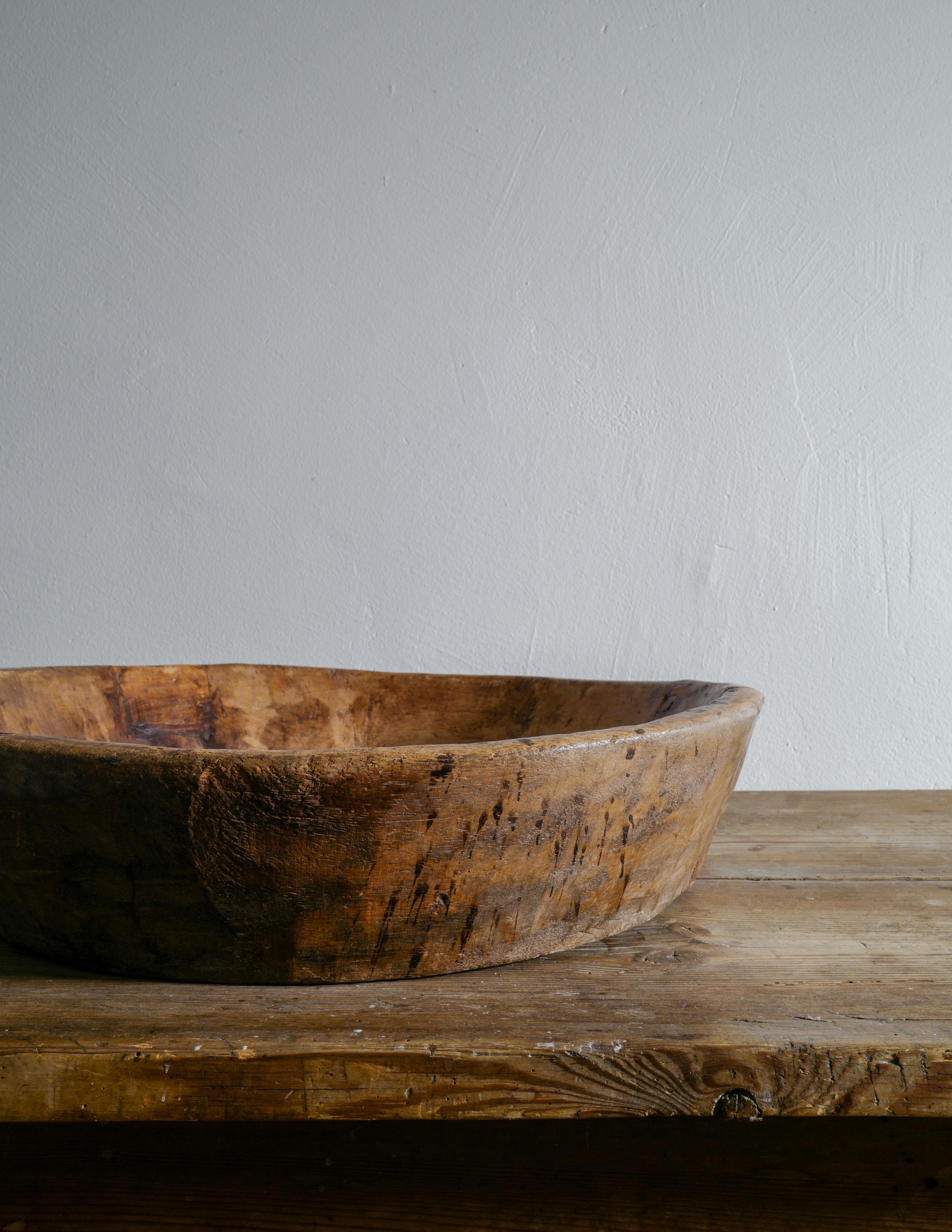 Swedish Wooden Bowl in a Brutalist and Wabi Sabi Style, Late 1800s 1