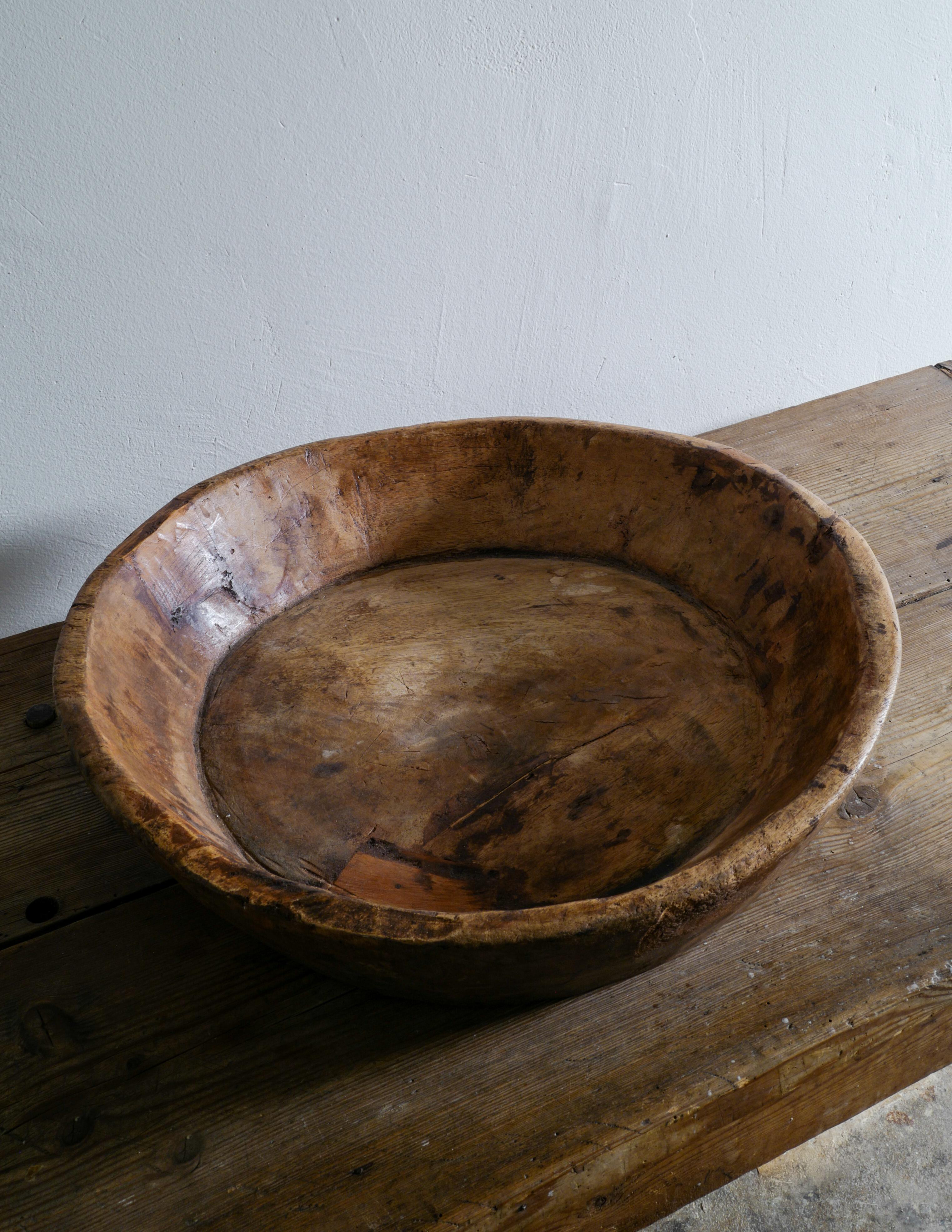 Swedish Wooden Bowl in a Brutalist and Wabi Sabi Style, Late 1800s 2