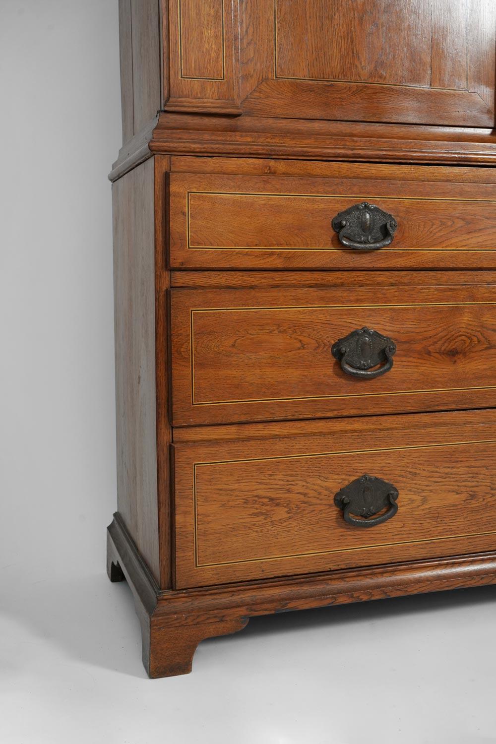 Hammered Swedish wooden cabinet, 1920s. For Sale
