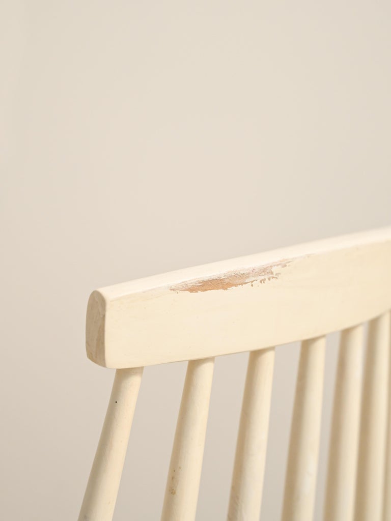 Swedish Wooden Chairs Painted White For Sale at 1stDibs