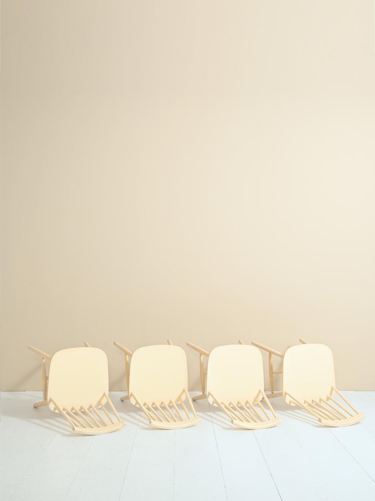 Swedish Wooden Chairs Painted White For Sale at 1stDibs