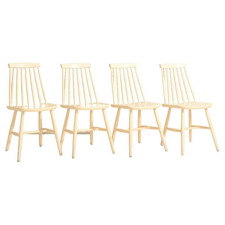 Swedish Wooden Chairs Painted White For Sale at 1stDibs