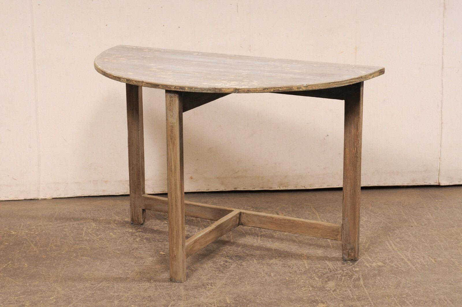 Swedish Wooden Demi-Lune Table, Cleanly Designed For Sale 6