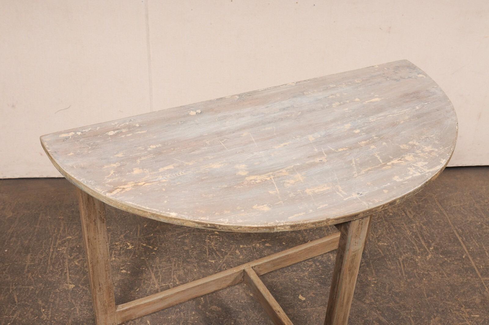 20th Century Swedish Wooden Demi-Lune Table, Cleanly Designed For Sale