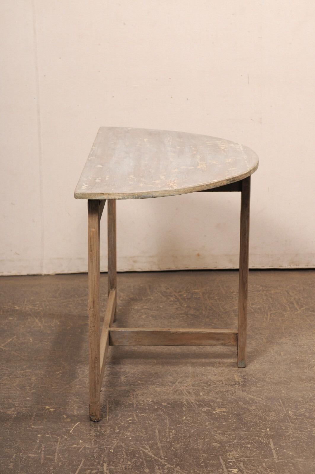 Swedish Wooden Demi-Lune Table, Cleanly Designed For Sale 1