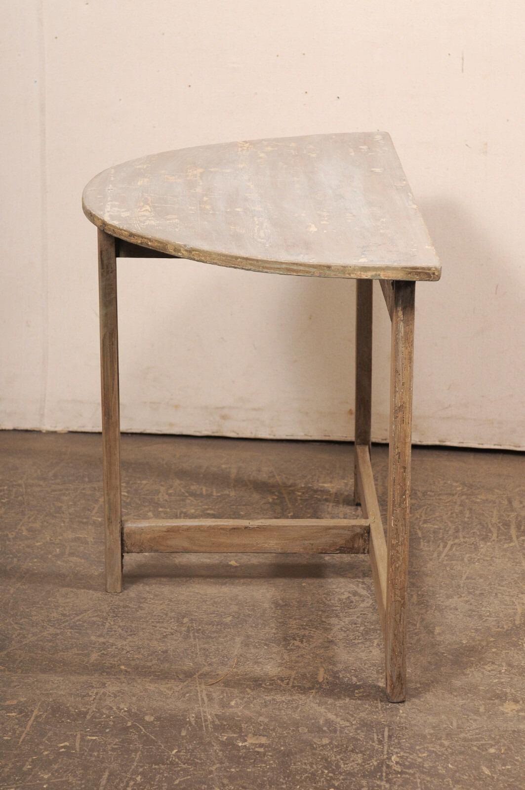 Swedish Wooden Demi-Lune Table, Cleanly Designed For Sale 5
