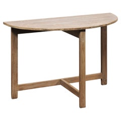 Swedish Wooden Demi-Lune Table, Cleanly Designed