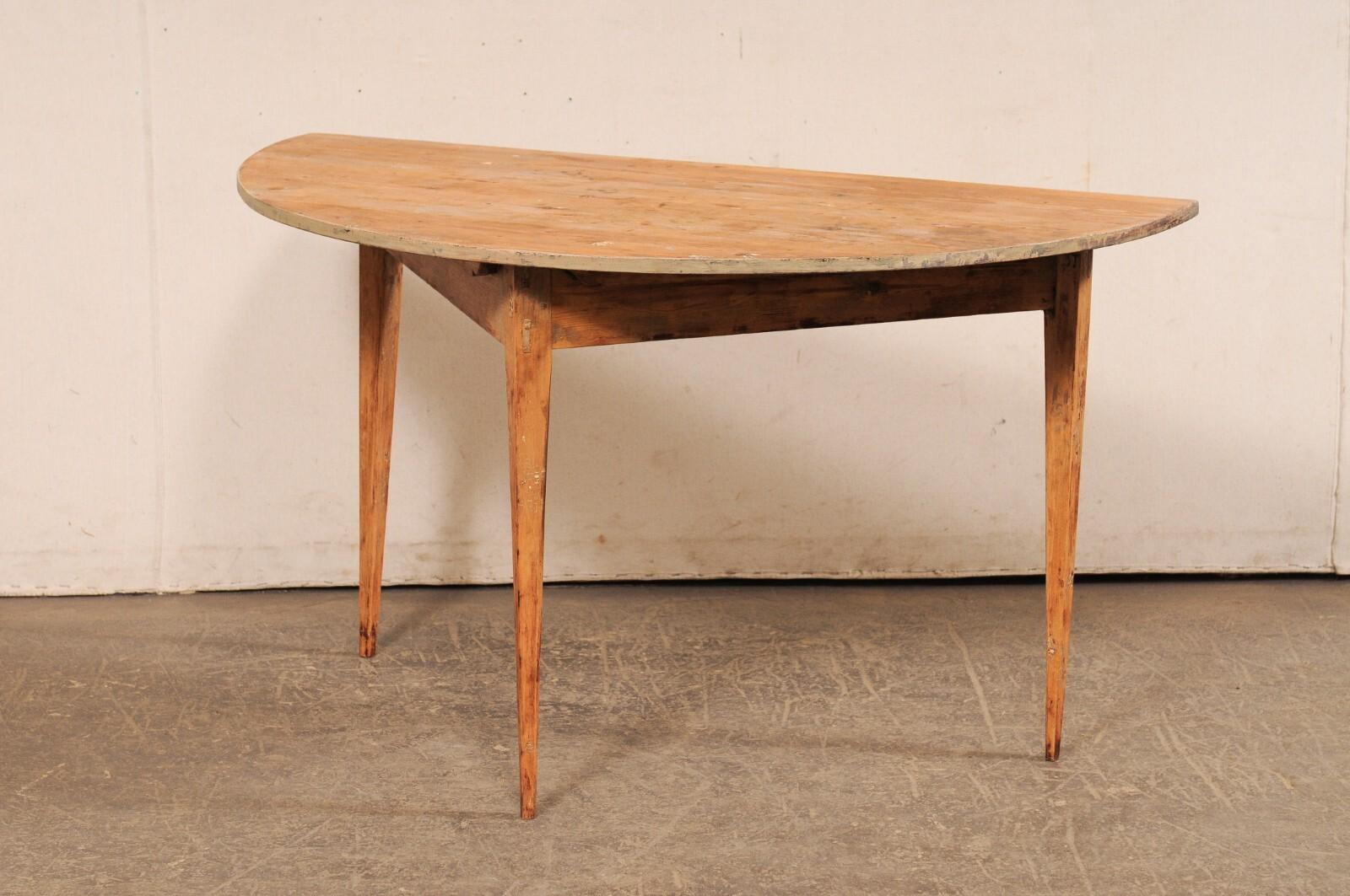 Swedish Wooden Demi Lune Table, Early 20th C. For Sale 6