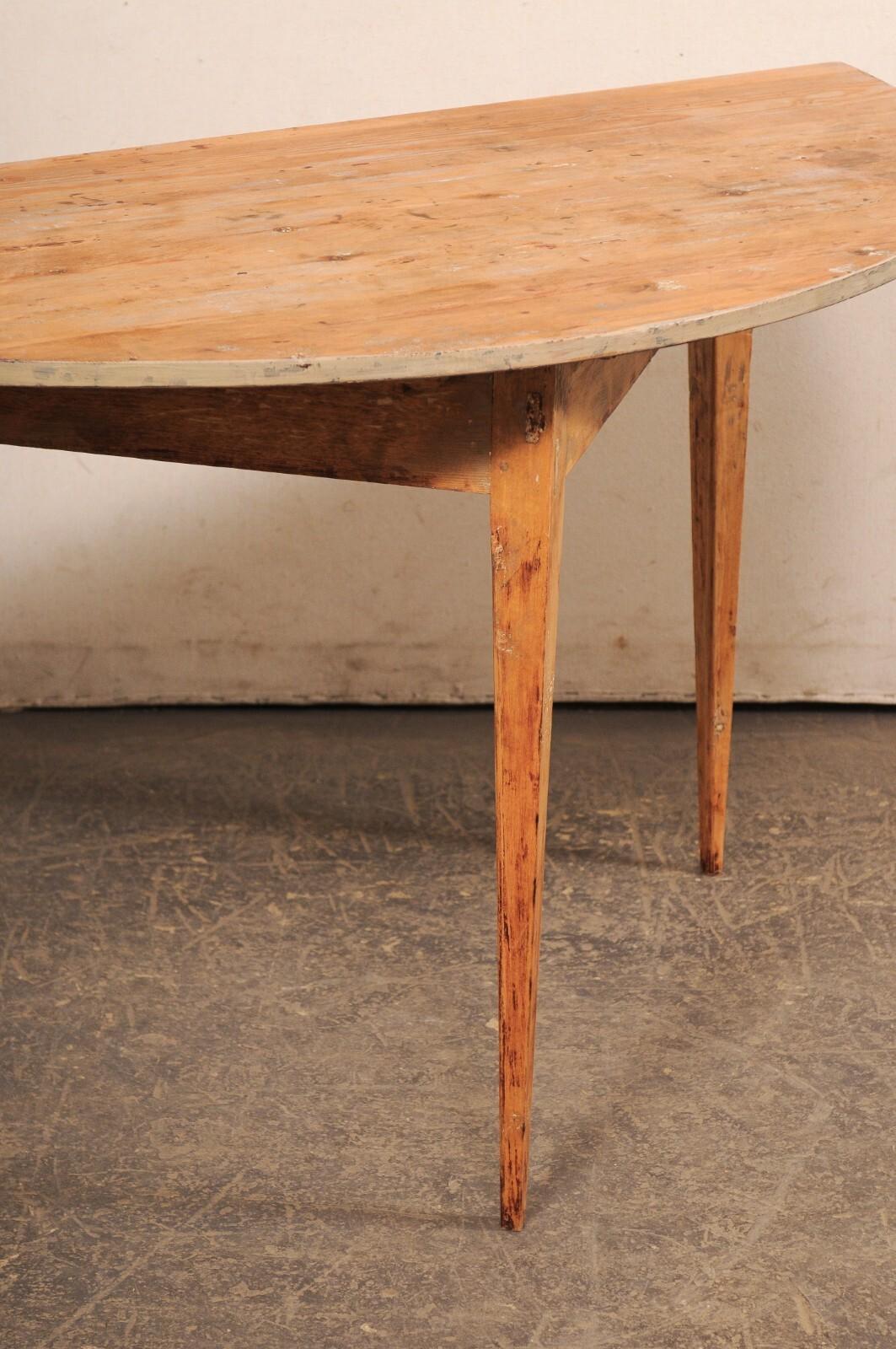 Swedish Wooden Demi Lune Table, Early 20th C. In Good Condition For Sale In Atlanta, GA