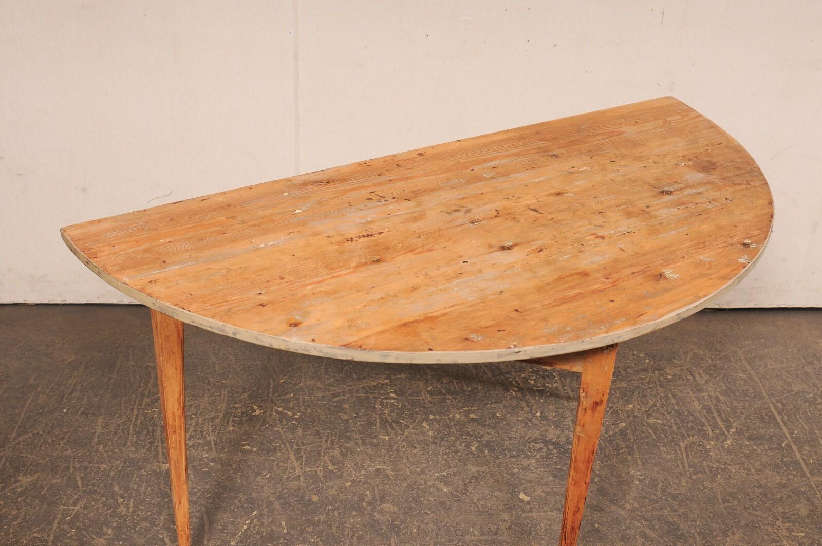 20th Century Swedish Wooden Demi Lune Table, Early 20th C. For Sale