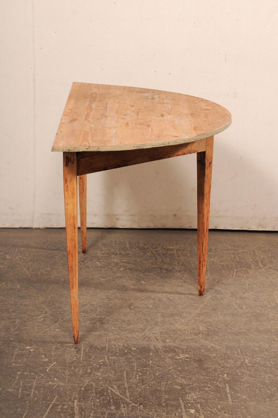 Swedish Wooden Demi Lune Table, Early 20th C. For Sale 1