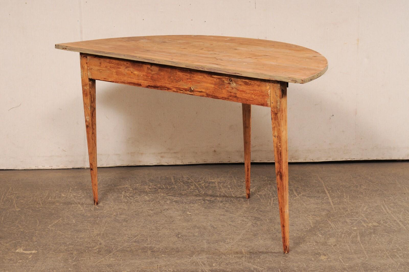 Swedish Wooden Demi Lune Table, Early 20th C. For Sale 2