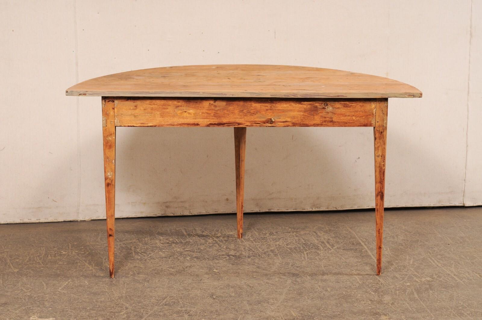 Swedish Wooden Demi Lune Table, Early 20th C. For Sale 3