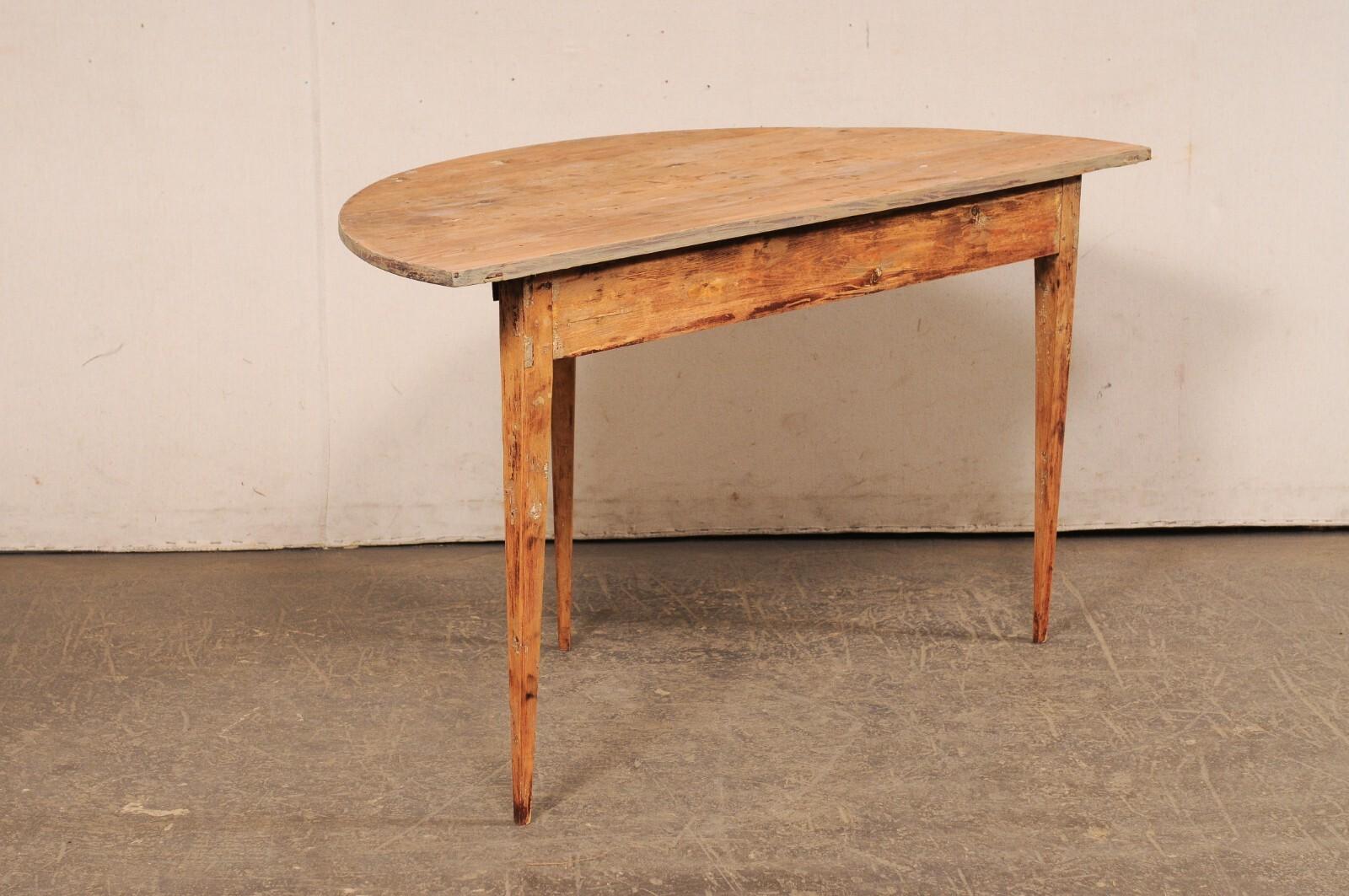 Swedish Wooden Demi Lune Table, Early 20th C. For Sale 4