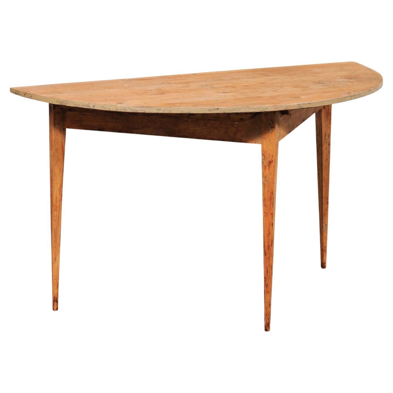 Swedish Wooden Demi Lune Table, Early 20th C. For Sale
