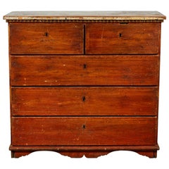 Swedish Wooden Five-Drawer Dresser with Dental Molding