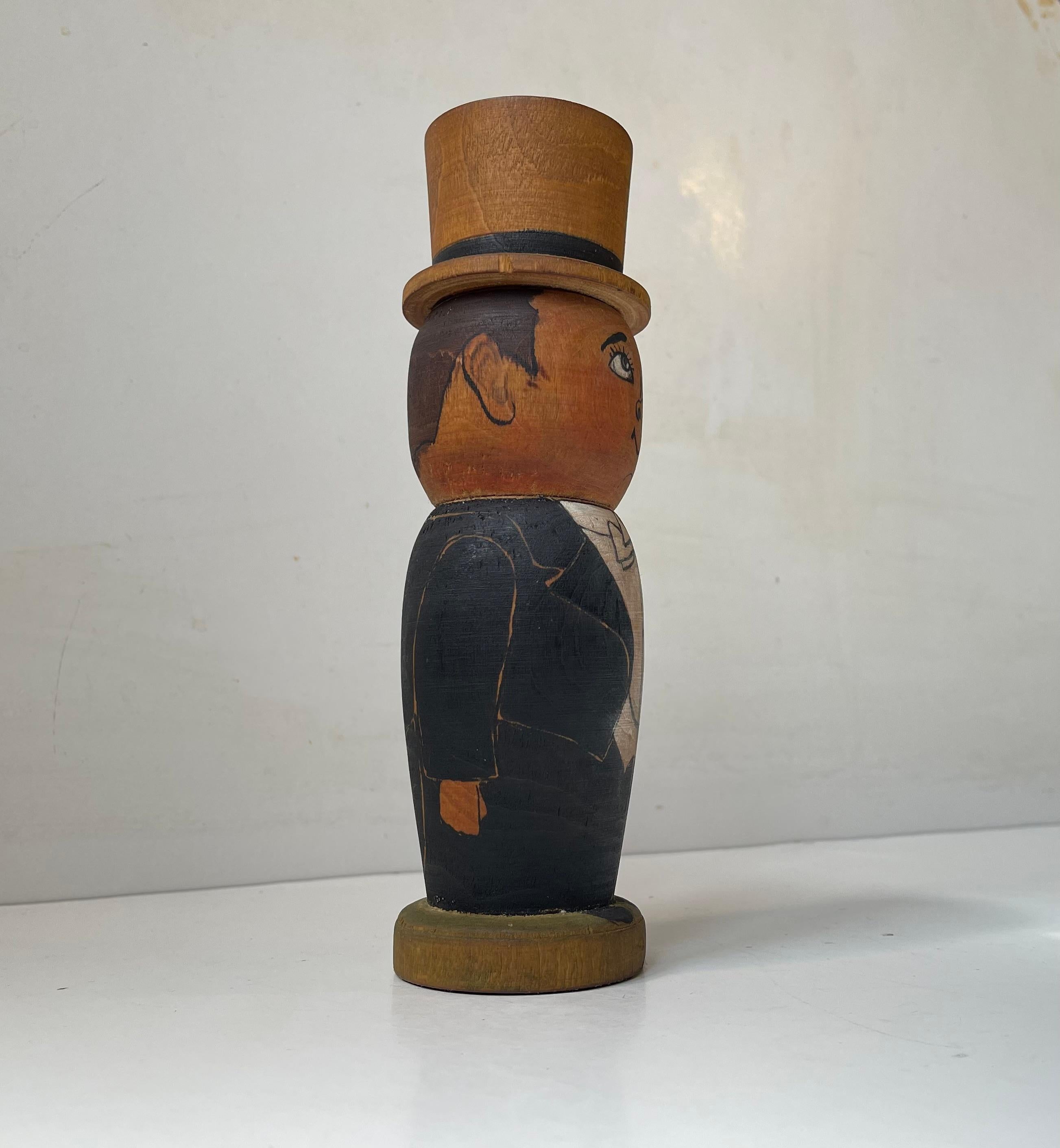 Dispensador de azúcar sueco de madera de estilo folclórico para caballeros, años 40 Arte popular en venta