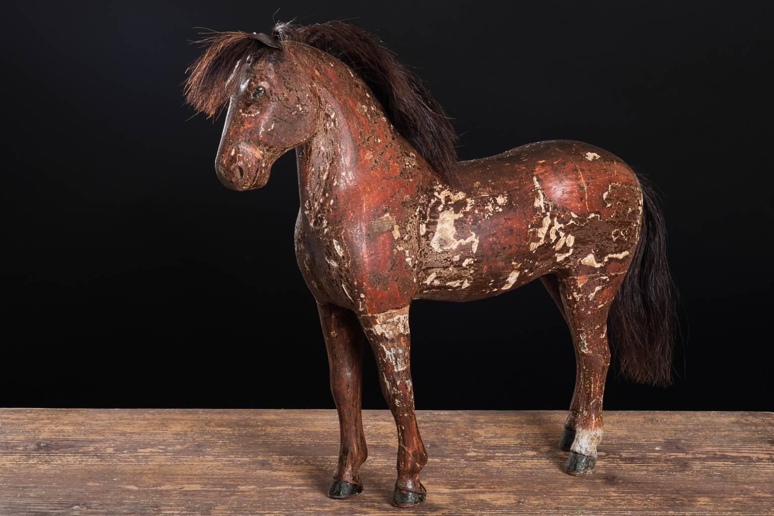 Folk Art Swedish Wooden Horse from the Mid-1800s