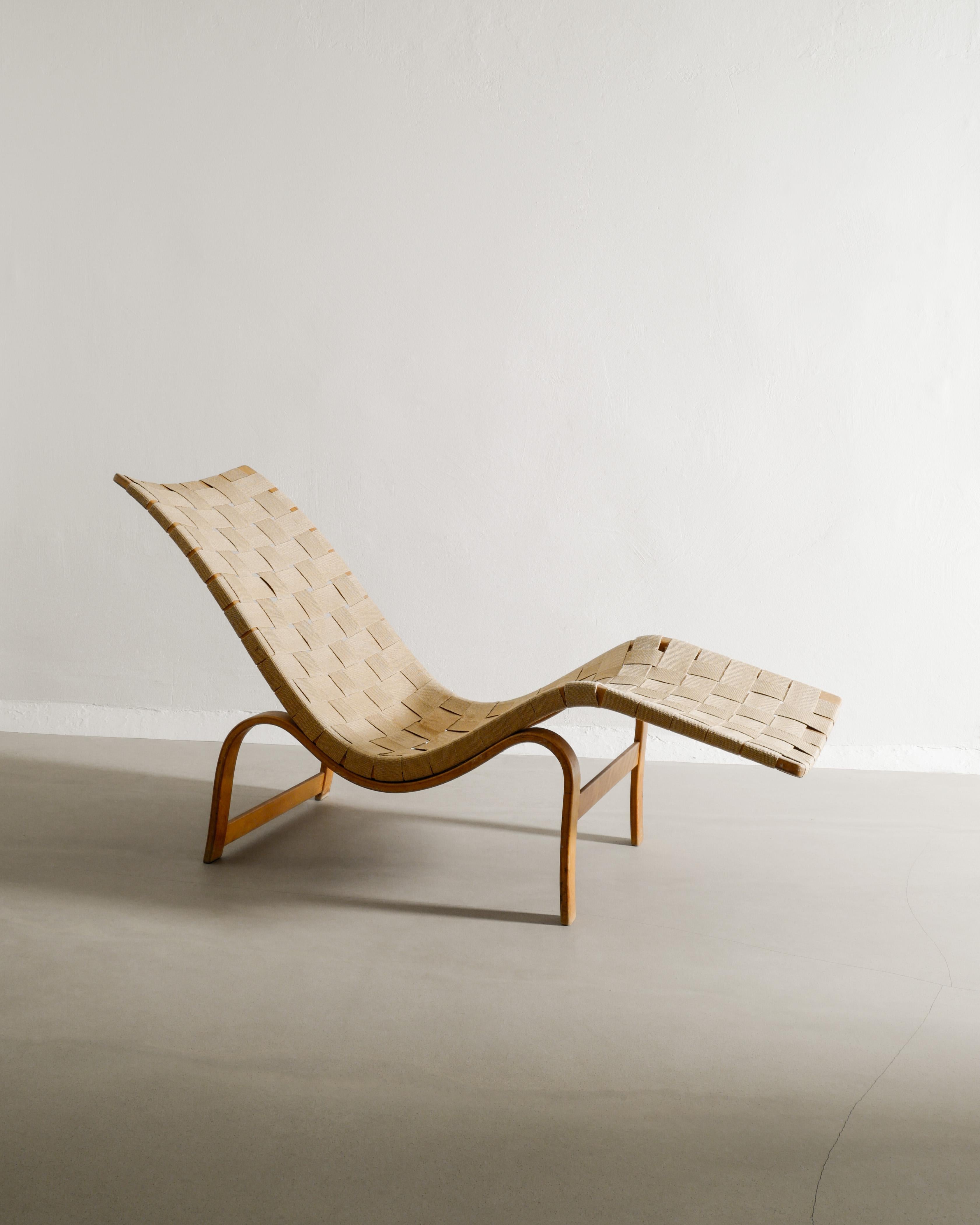 Sheepskin Swedish Wooden Mid Century Lounge Chair 