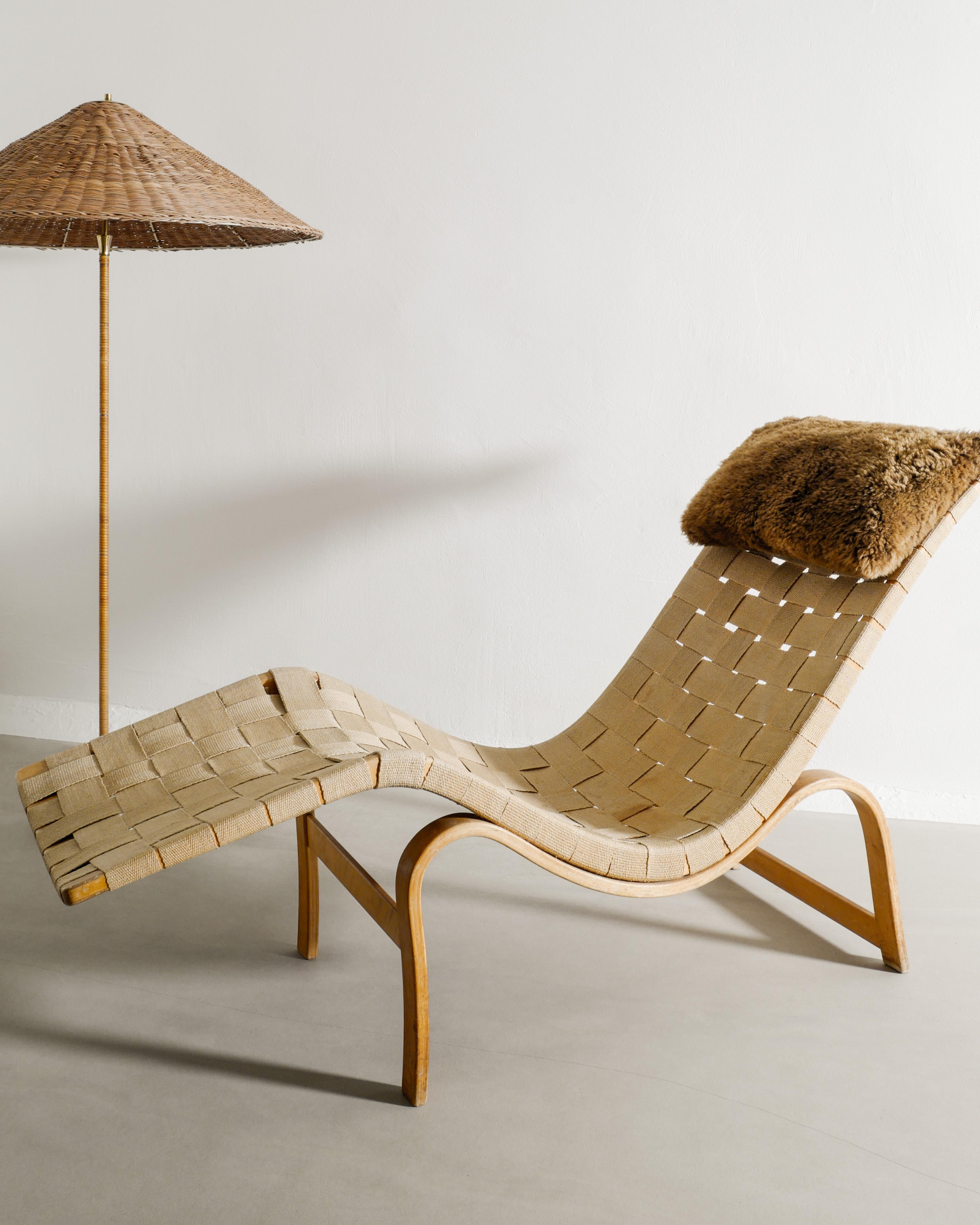 Swedish Wooden Mid Century Lounge Chair 