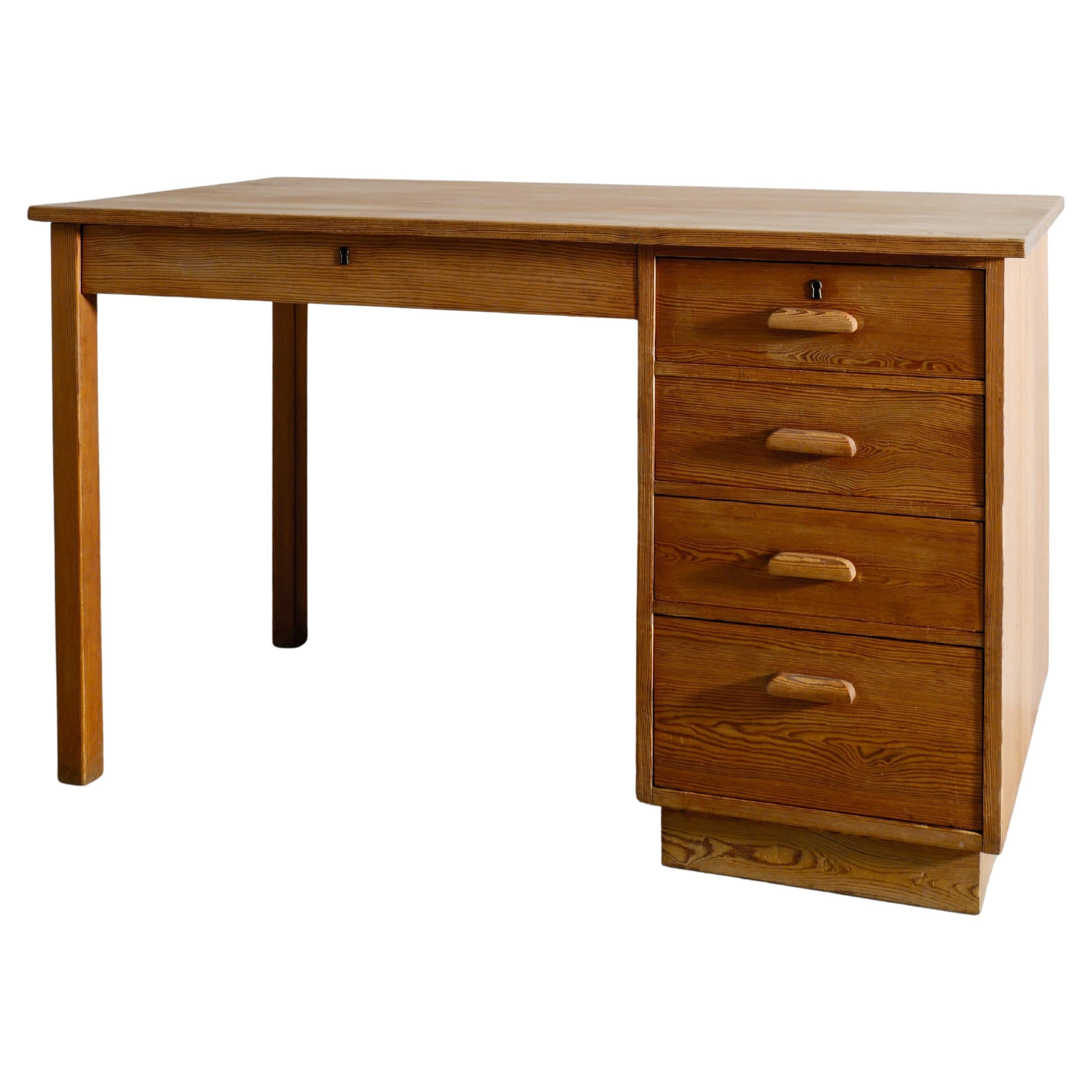 Swedish Wooden Pine Desk by Axel Einar Hjorth for Nordiska Kompaniet, 1930s