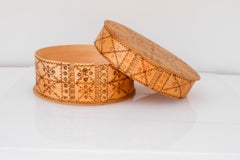 Swedish Wooden pyrographic Tine Box, or "Svepask" genuine Scandinavian folkart.