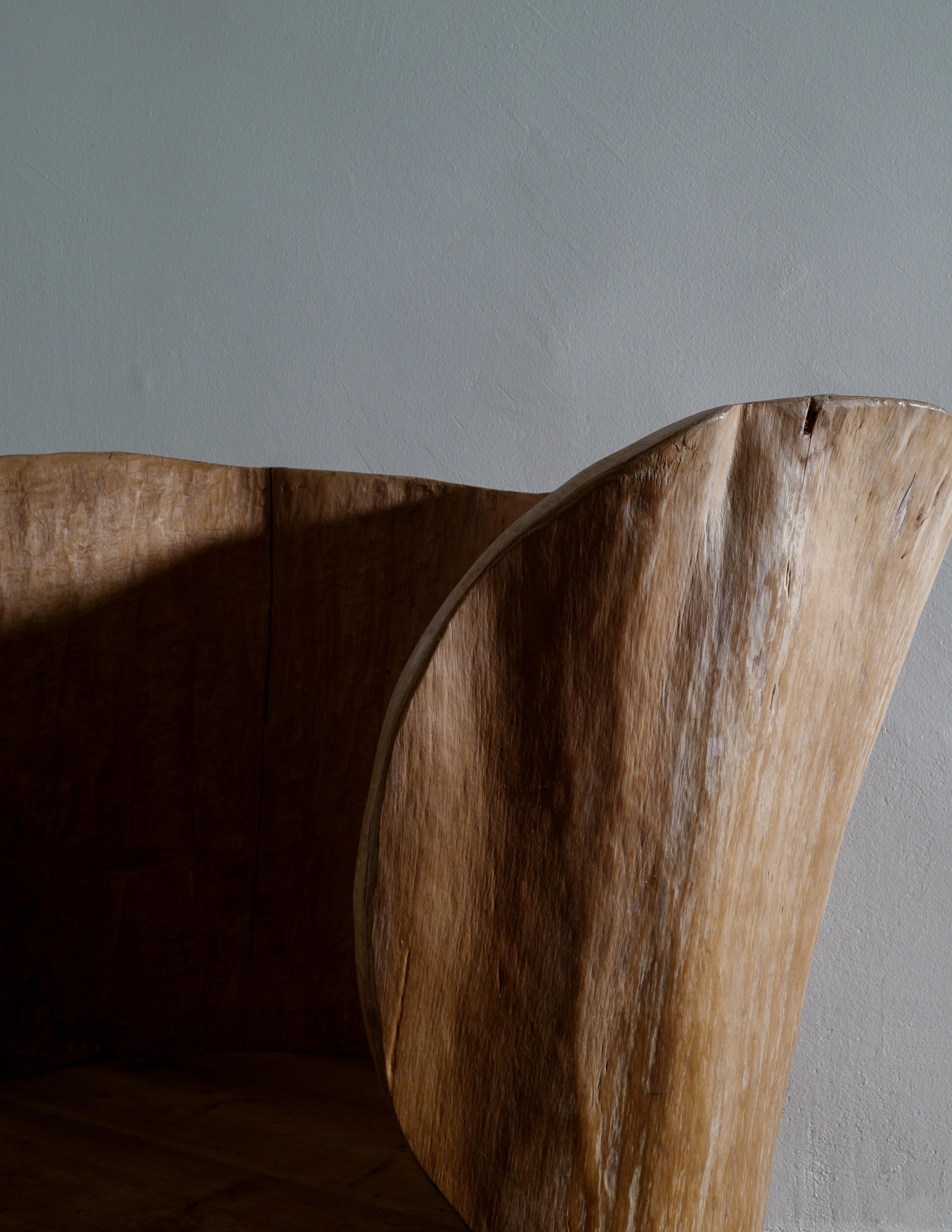 Swedish Wooden Sculptural Brutalist Wabi Sabi Stump Chair in Pine, 1950s 5