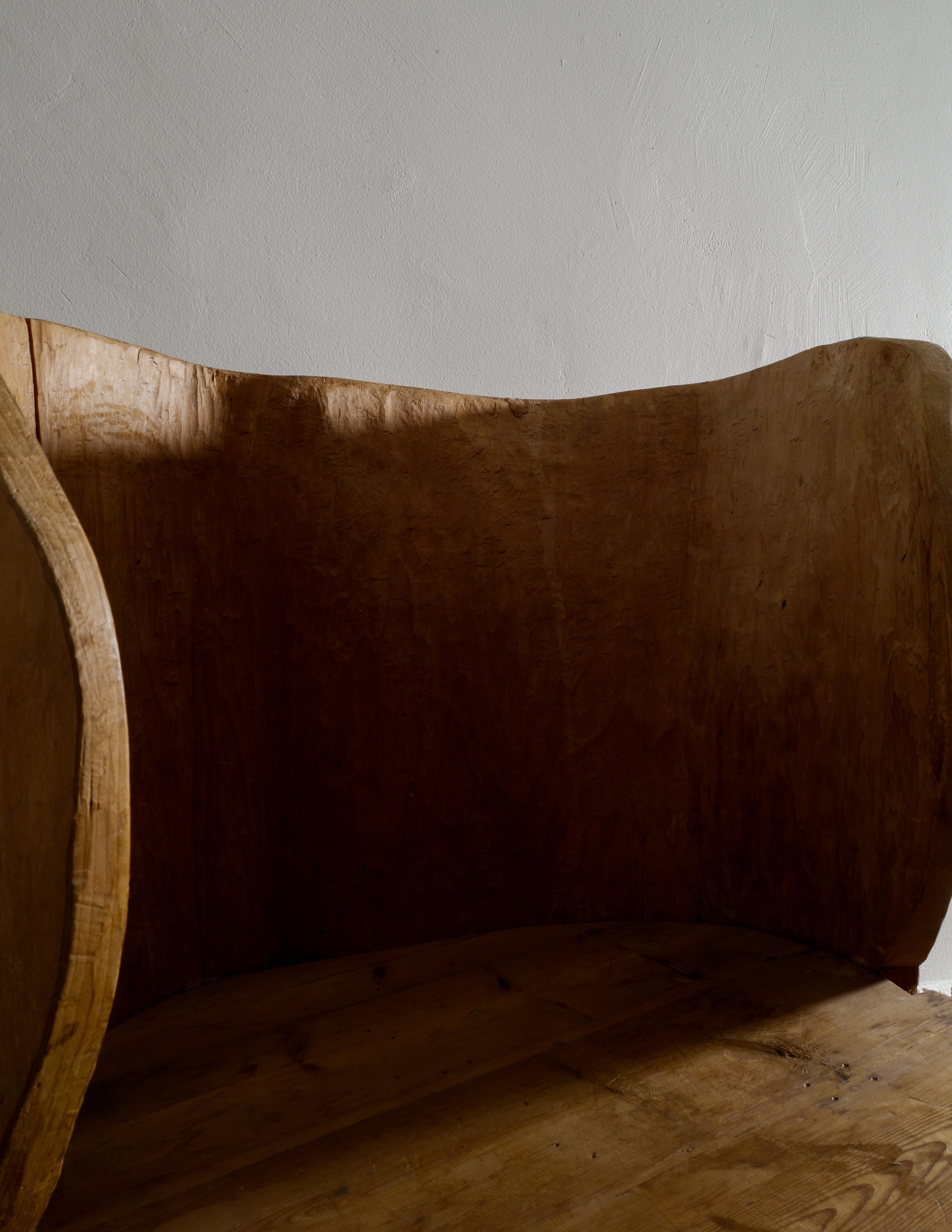 Swedish Wooden Sculptural Brutalist Wabi Sabi Stump Chair in Pine, 1950s 3