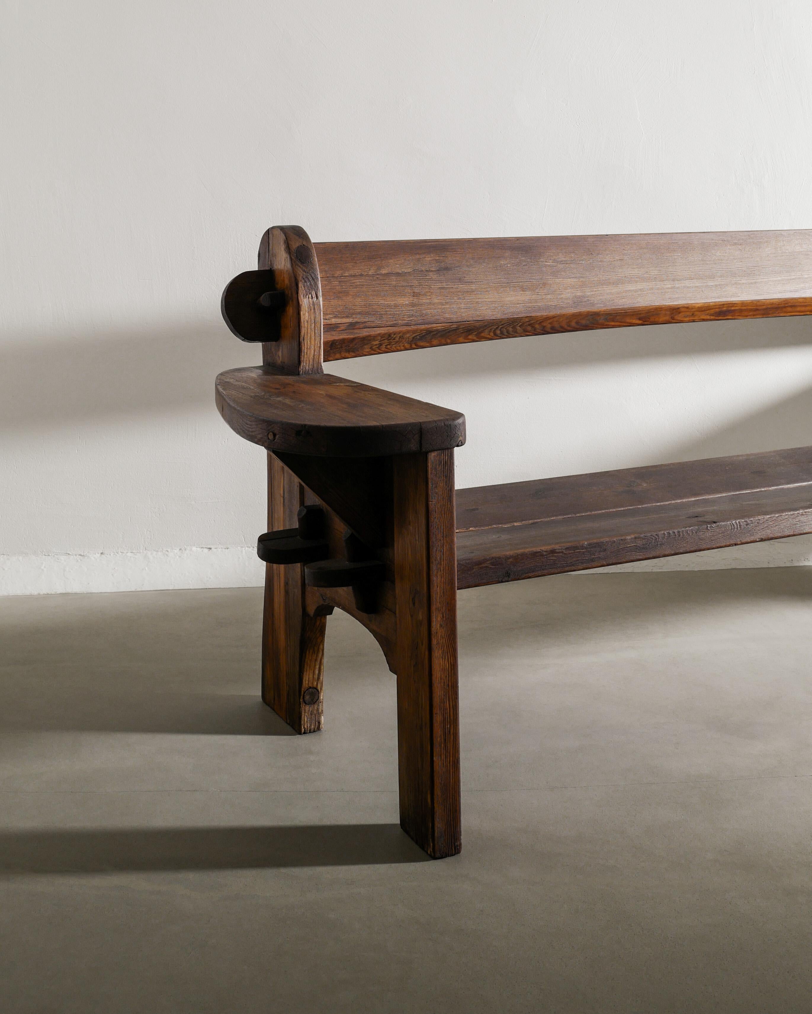 Scandinavian Modern Swedish Wooden Sofa in Dark Brown Pine by David Rosén & Nordiska Kompaniet 1940s For Sale