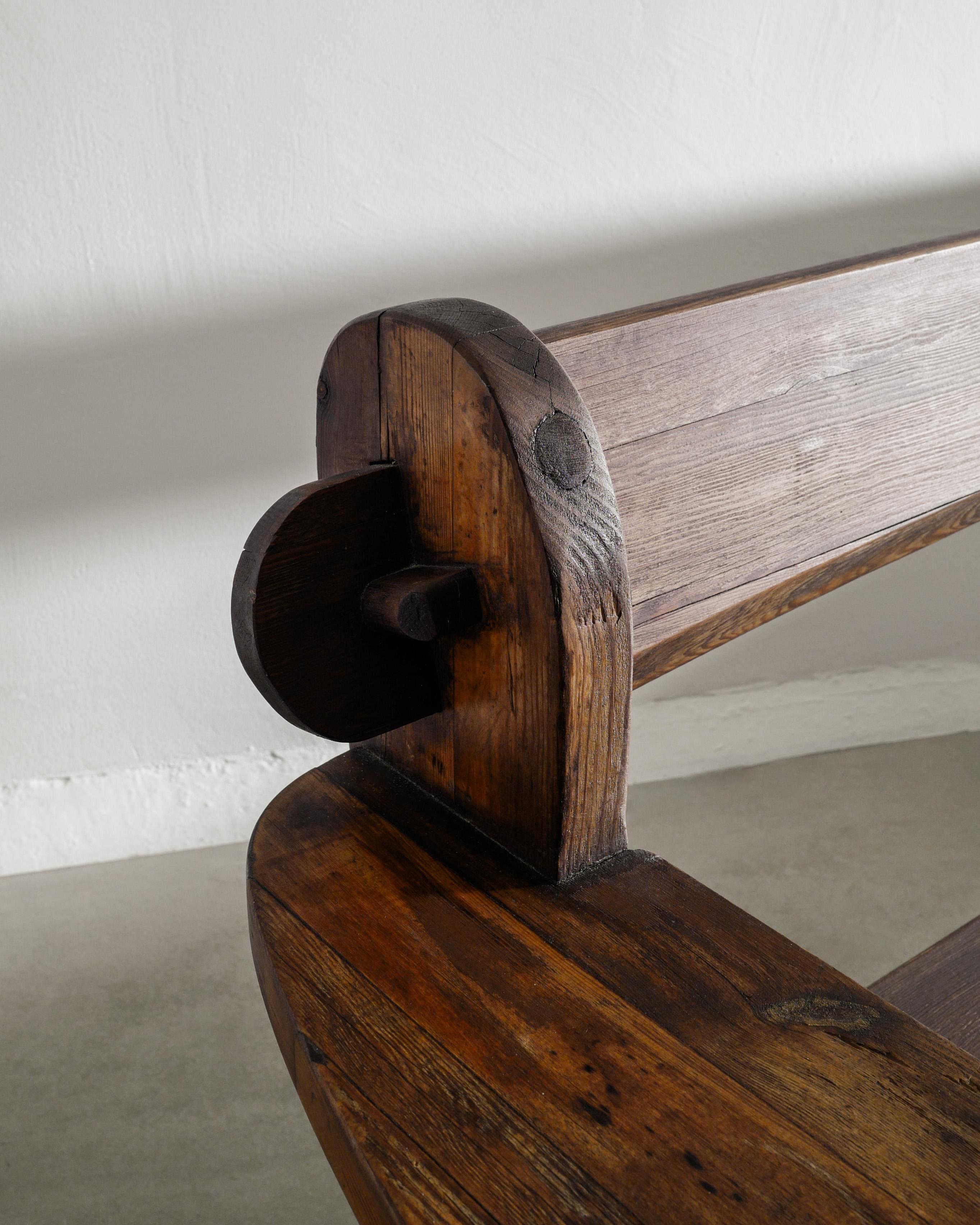Swedish Wooden Sofa in Dark Brown Pine by David Rosén & Nordiska Kompaniet 1940s For Sale 1