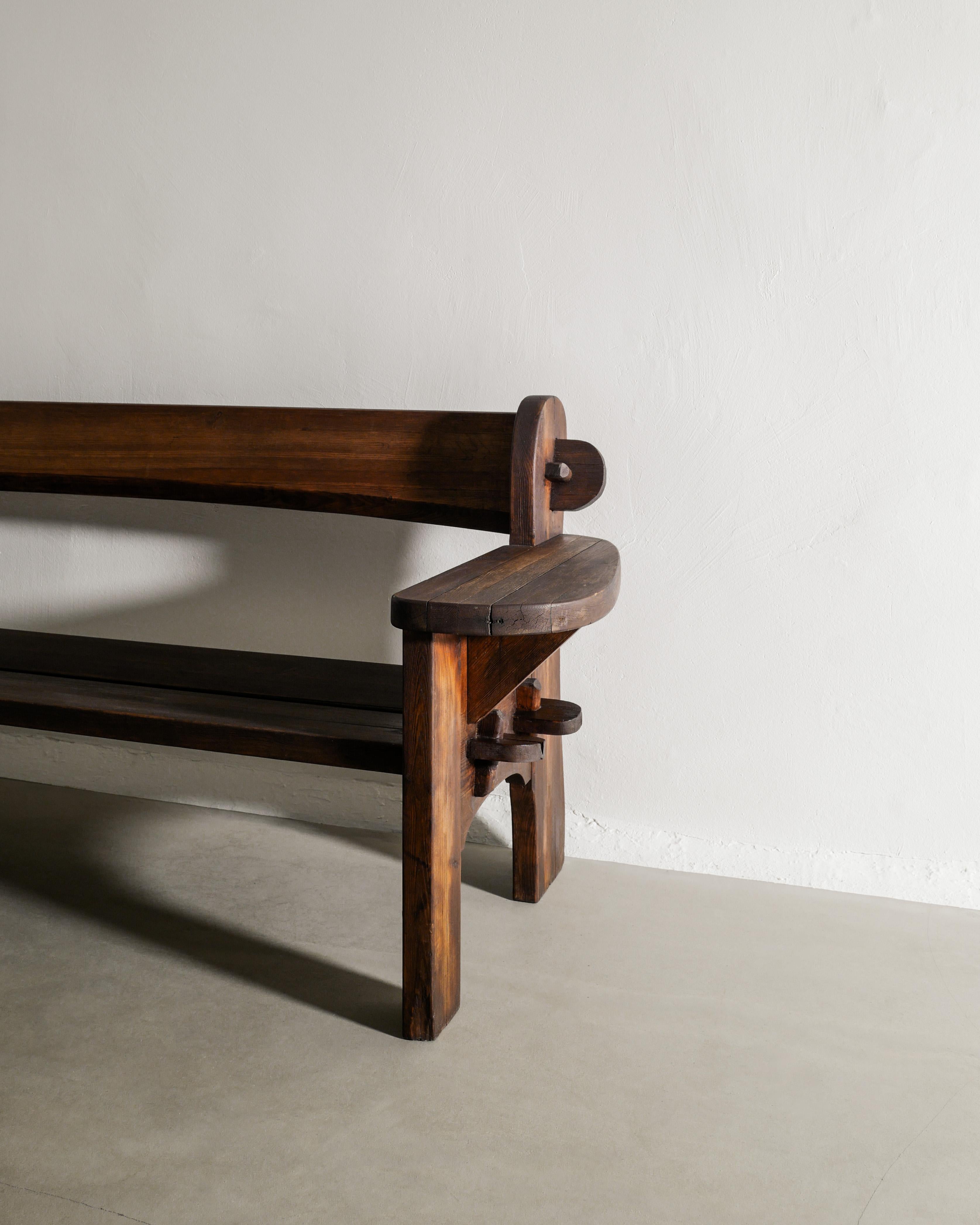 Swedish Wooden Sofa in Dark Brown Pine by David Rosén & Nordiska Kompaniet 1940s For Sale 2