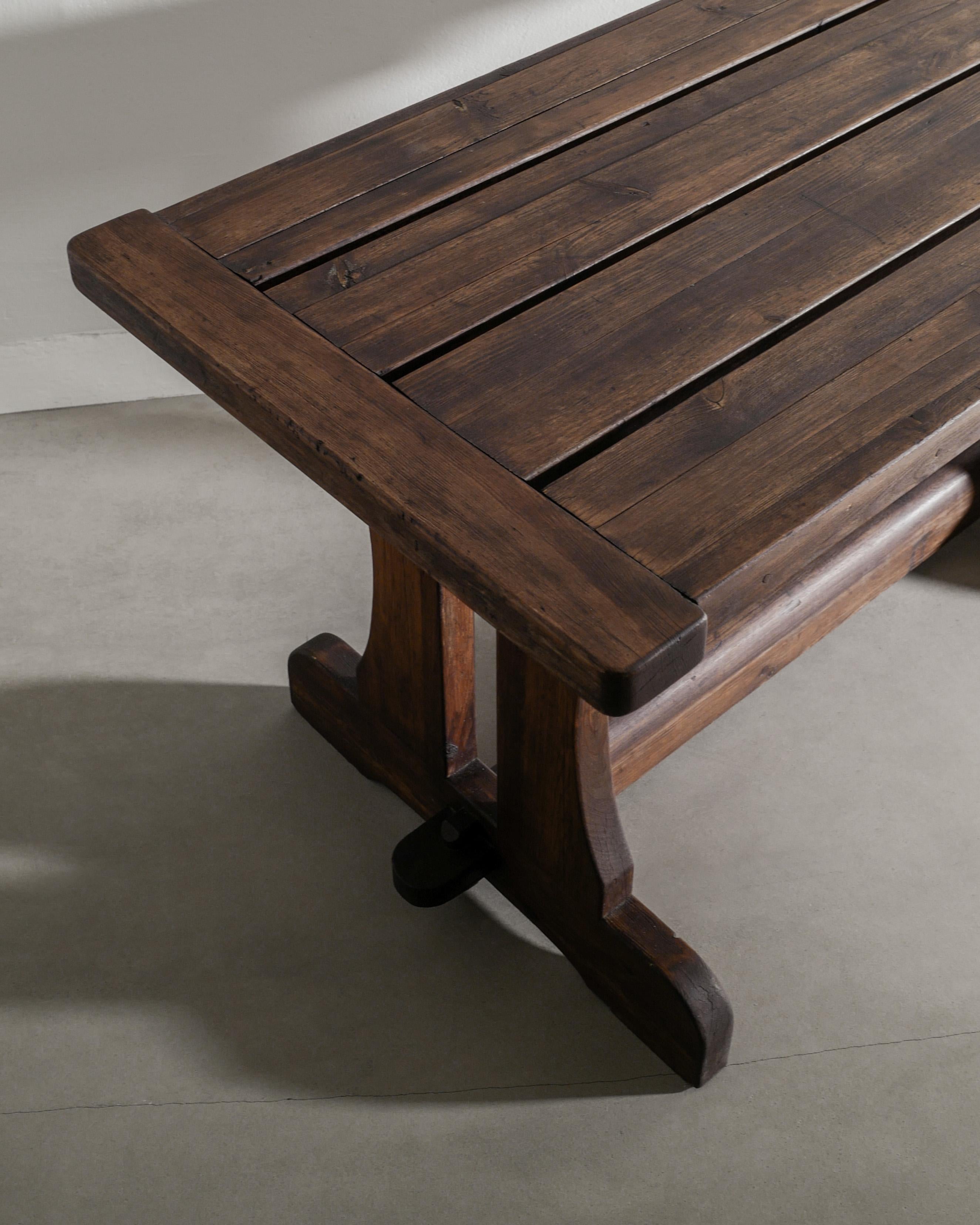 Swedish Wooden Sofa in Dark Brown Table by David Rosén & Nordiska Kompaniet 1940 For Sale 1