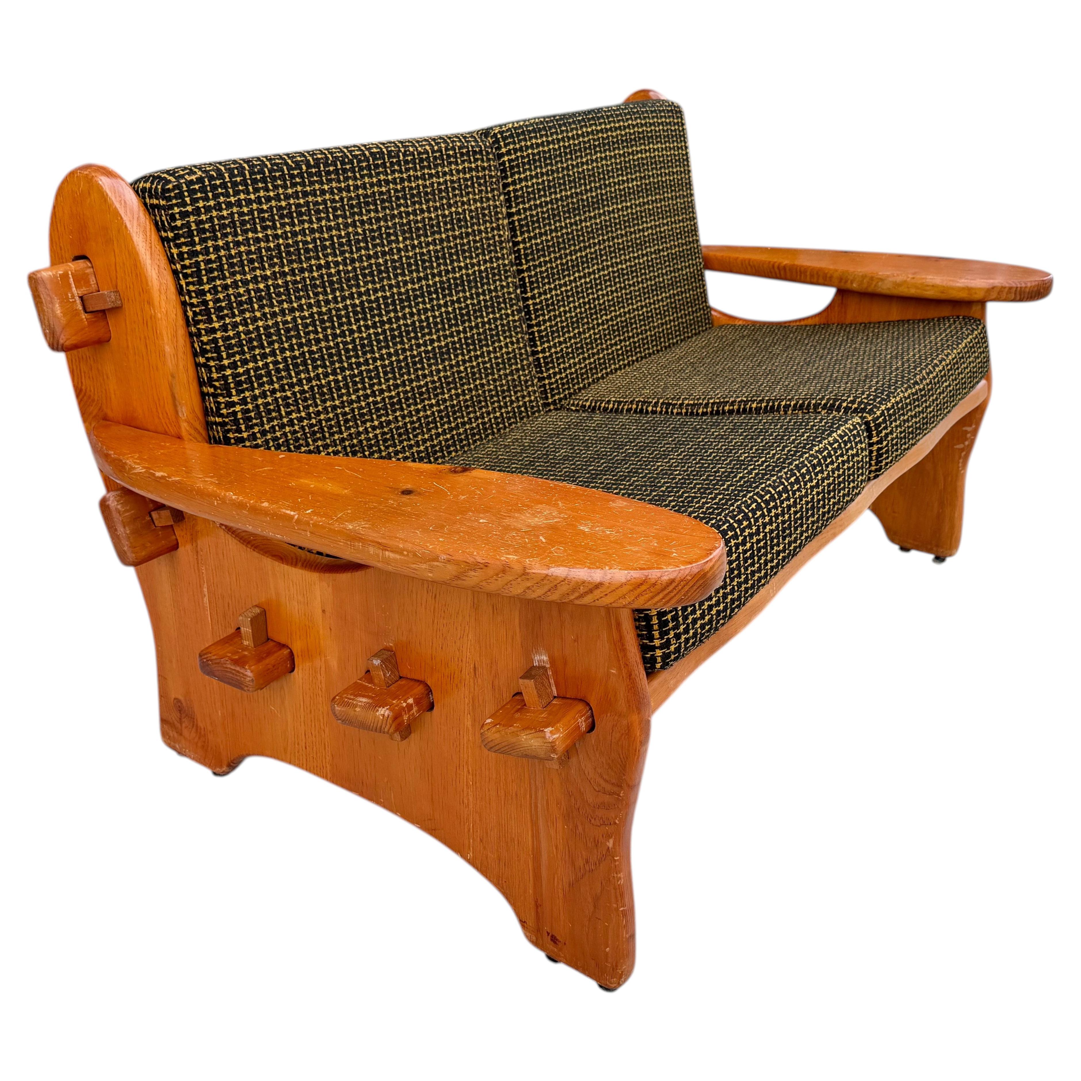 Swedish Wooden Sofa in Pine attrib. to David Rosén & Nordiska Kompaniet 1950s For Sale