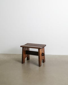 Swedish Wooden Stool in Dark Brown Pine by David Rosén & Nordiska Kompaniet 1940