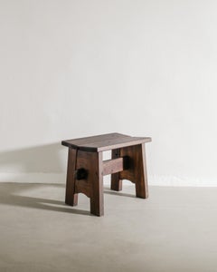 Swedish Wooden Stool in Dark Brown Pine by David Rosén & Nordiska Kompaniet 1940