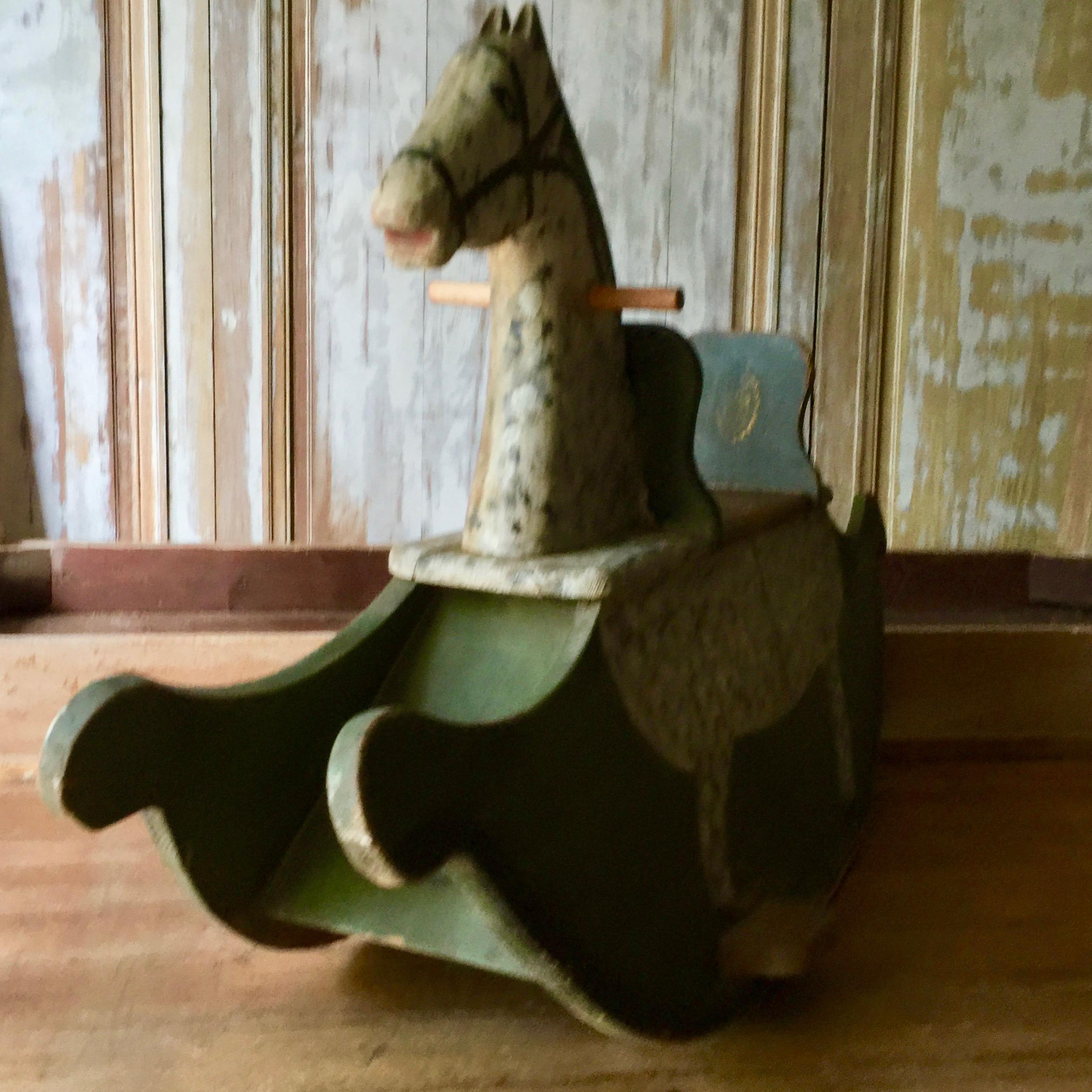 Swedish Wooden Toy Horse Rocker In Good Condition For Sale In Charleston, SC